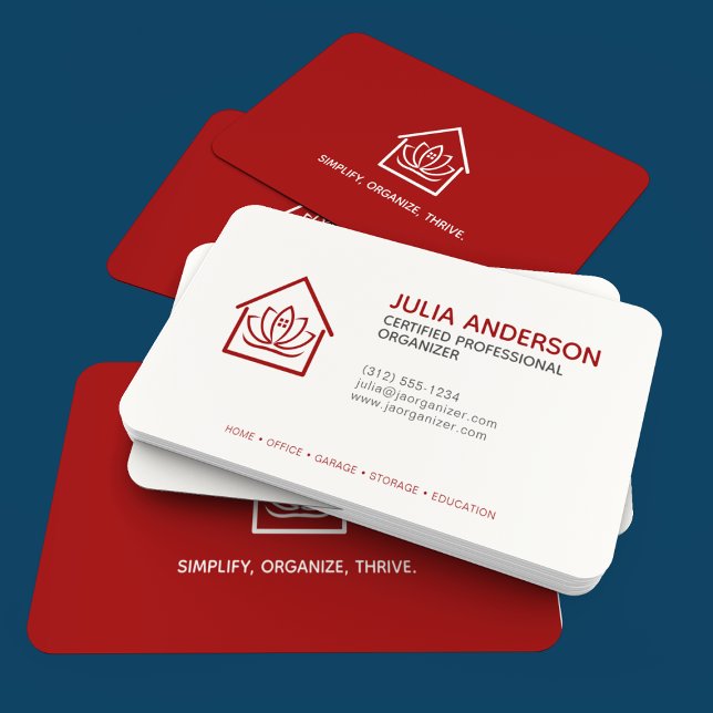 Carte De Visite Organisateur professionnel Crimson Red (Créateur téléchargé)