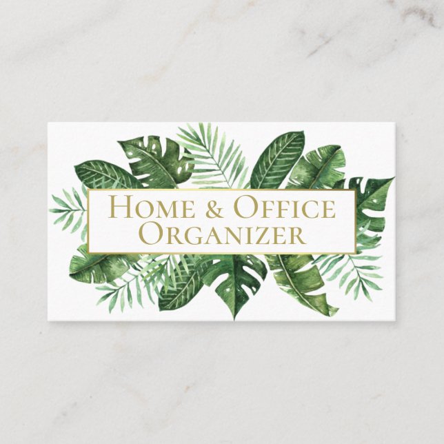 Carte De Visite Organisateur professionnel Tropical Leaf & De-Clut (Devant)