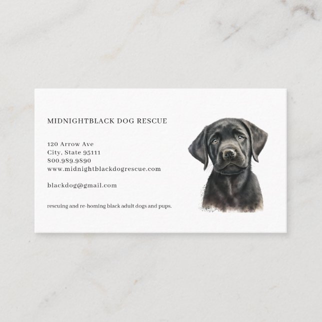 Carte De Visite Organisation de Secourt de chien noir (Devant)