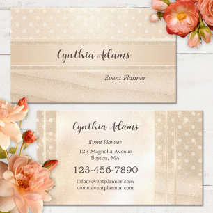 Carte De Visite Organisatrice d'événement Paillettes Or Sable Étin