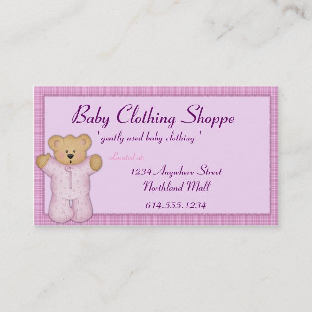 Carte de visite orienté de bébé : : Nounours (Devant)