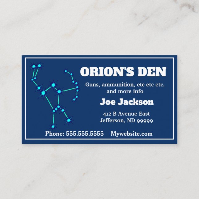 Carte De Visite Orion Constellation Toute entreprise (Devant)