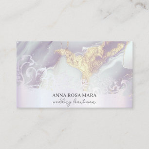 Carte De Visite *~* Ornate QR Agate Lavender White Gold AP66 Luxe