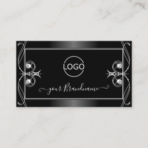 Carte De Visite Orné noir et blanc brillant Diamants ajouter logo
