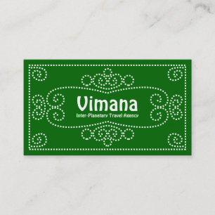 Carte De Visite Ornement - Blanc sur Vert 006600