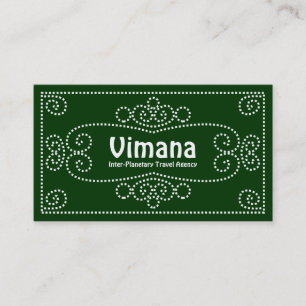 Carte De Visite Ornement - Blanc sur Vert foncé 003300