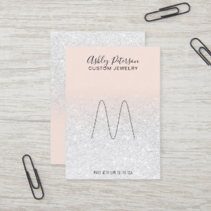 Carte De Visite Ornement de bijoux en parties scintillant blanche
