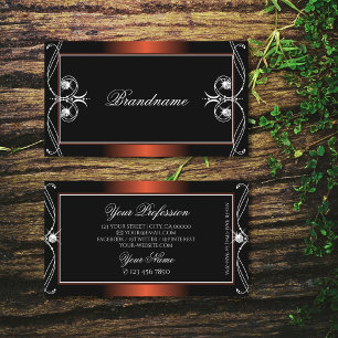Carte De Visite Ornement de luxe en cuivre noir bijoux étincelant