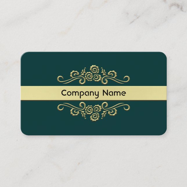 Carte De Visite Ornement - Or et vert foncé (Devant)