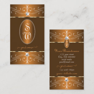 Carte De Visite Ornement Orange Brown glamour orné Monogramme