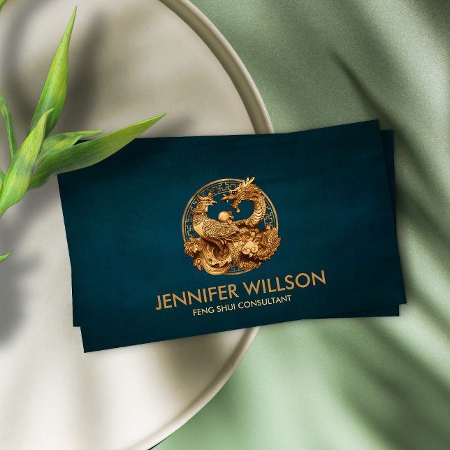 Carte De Visite Ornement Phoenix et Dragon (Créateur téléchargé)