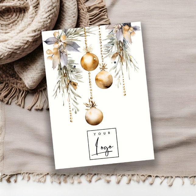 Carte De Visite Ornements de Noël Or Logo Porte-oreilles (Créateur téléchargé)