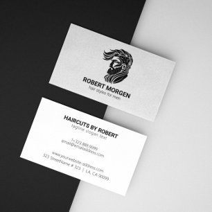 Carte De Visite Ornements Simples Logo Coupe de Cheveux Noir
