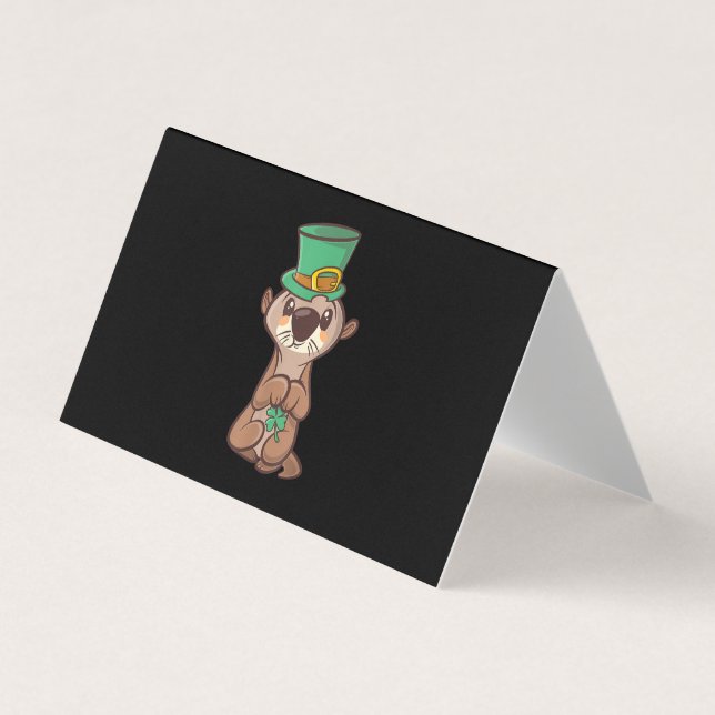 Carte De Visite Otter Leprechaun St Patrick Day Enfants et adultes (Devant)