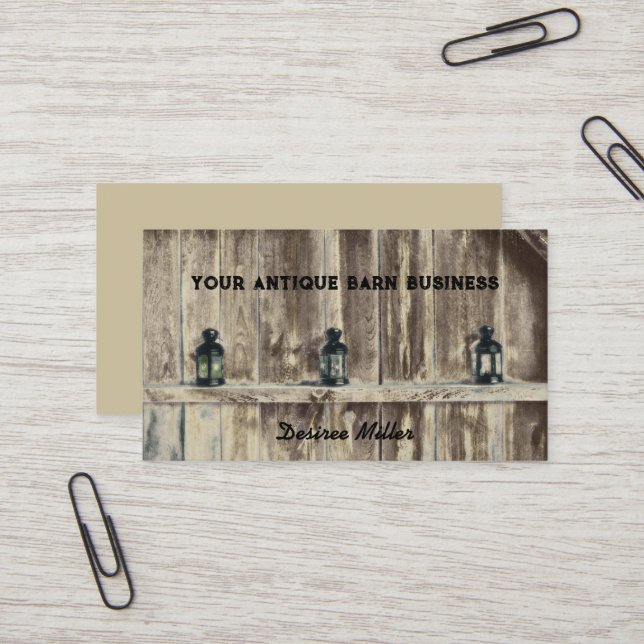 Carte De Visite Ouest rustique Lanternes de grange en bois (Devant/Arrière en situation)