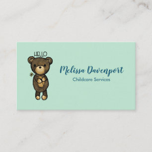 Carte De Visite Ours Brown mignon avec Fleur Jaune