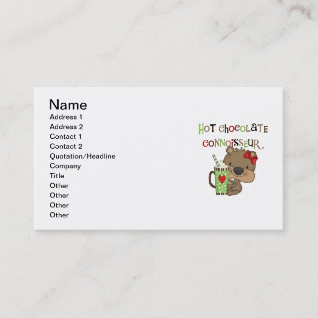 Carte De Visite Ours chaud de fille de ChocolateConoisseur (Devant)