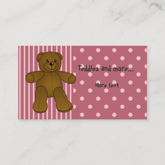 Carte De Visite Ours de nounours brun mignon (Devant)