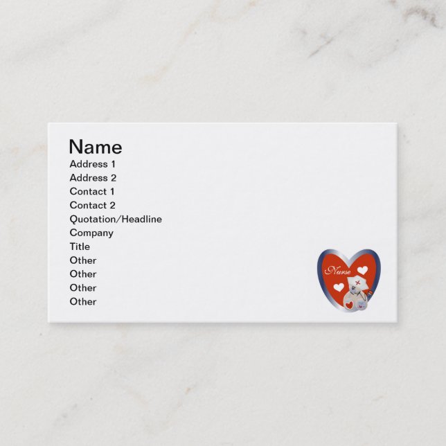 Carte De Visite Ours d'infirmière avec le T-shirts et les cadeaux (Devant)