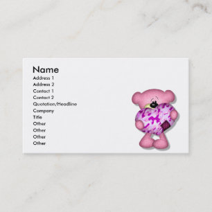 Carte De Visite ours en coeur camouflage rose