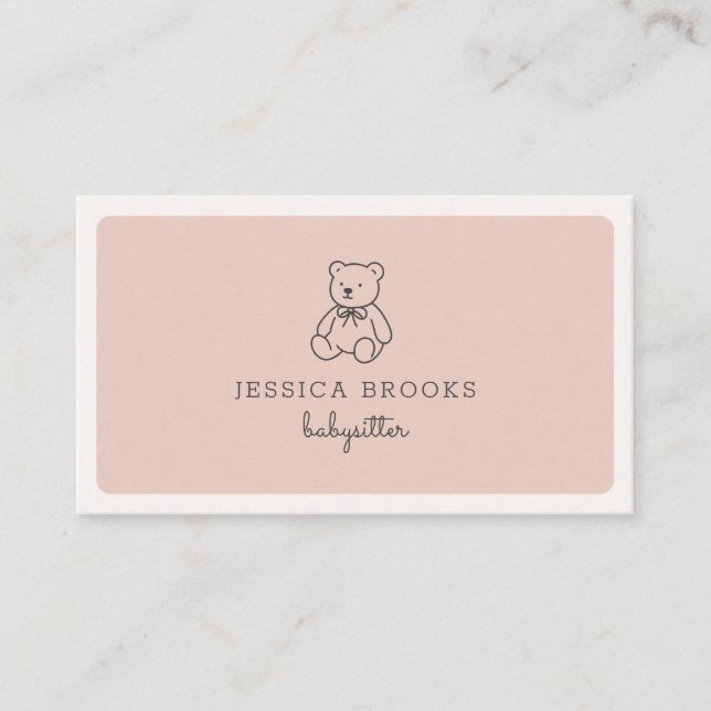 Carte De Visite ours en peluche, baby-sitter, garderie pour enfant (Devant)