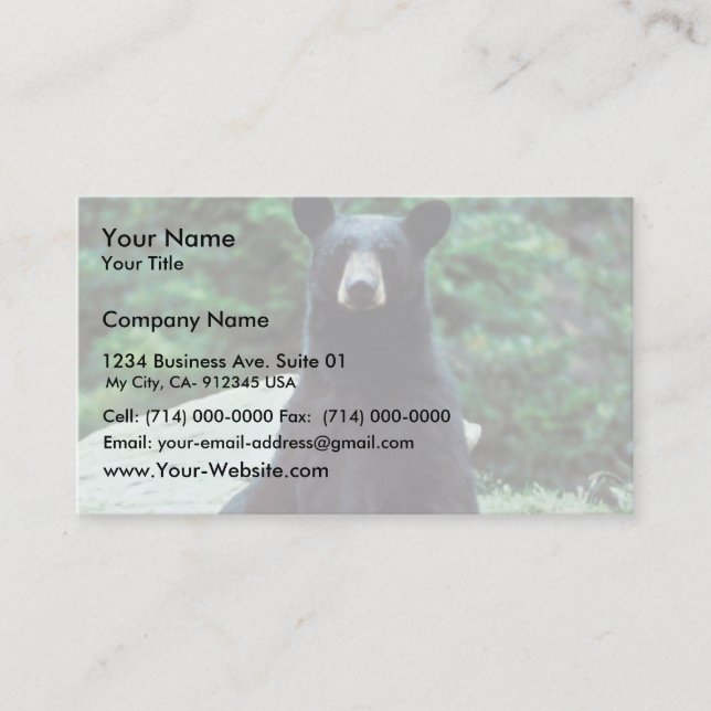 Carte De Visite Ours noir (Devant)