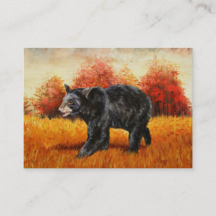 Carte De Visite Ours noir en forêt d'automne