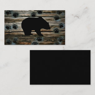 Carte De Visite Ours noir Pâtes d'ours noir Bois rustique