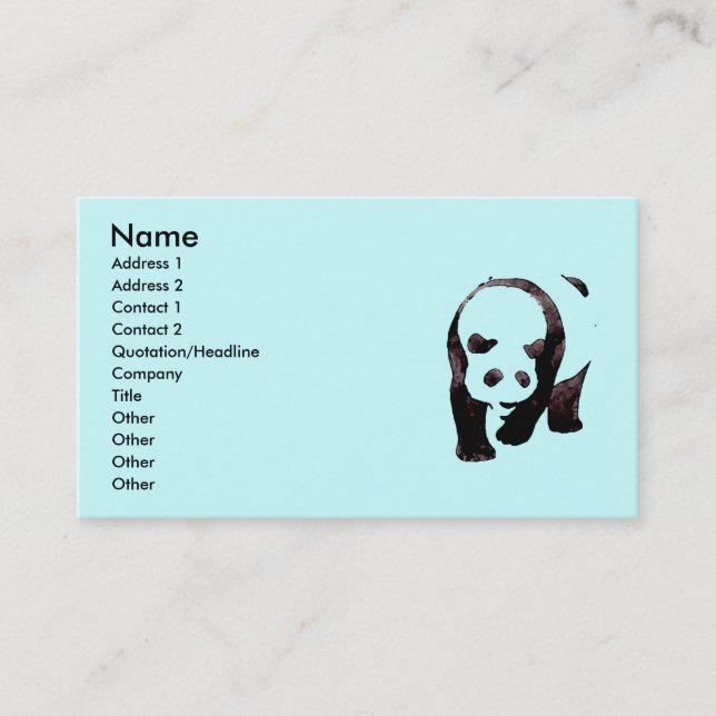 Carte De Visite Ours panda (Devant)