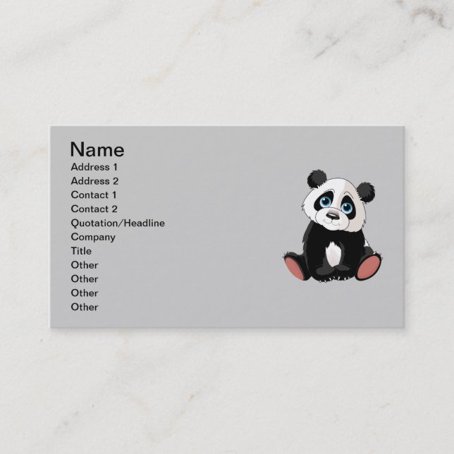 Carte De Visite Ours Panda (Devant)
