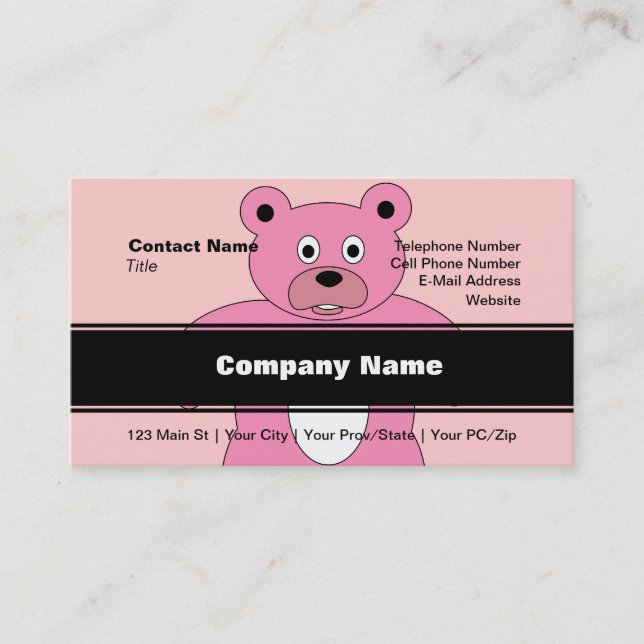 Carte De Visite Ours rose (Devant)