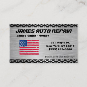 Carte De Visite Outil American Flag Metal Design Auto Réparation