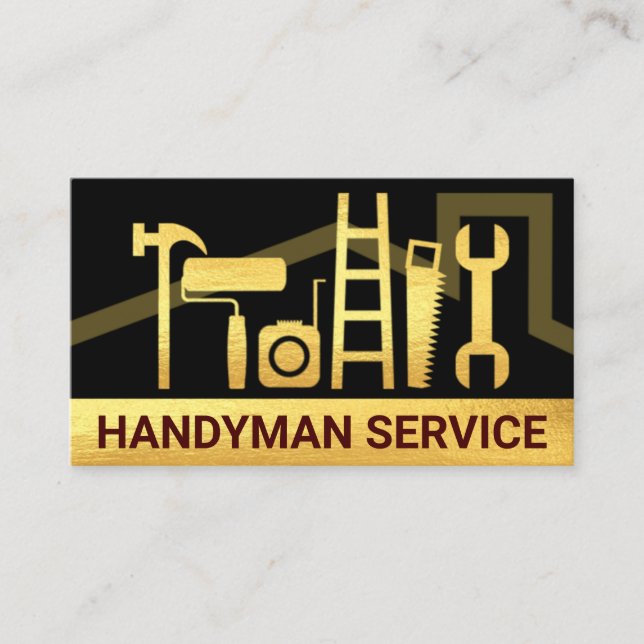 Carte De Visite Outil Creative Gold Handyman Outils Rooftop (Devant)