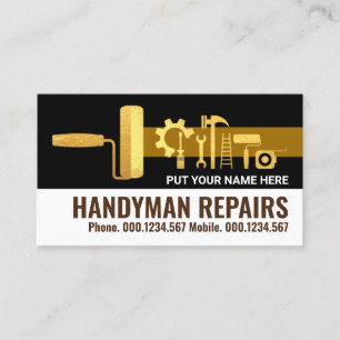 Carte De Visite Outil élégant Gold Handyman Outils Accueil Rénovat