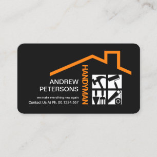 Carte De Visite Outil Handyman élégant Entrepreneur sur le toit