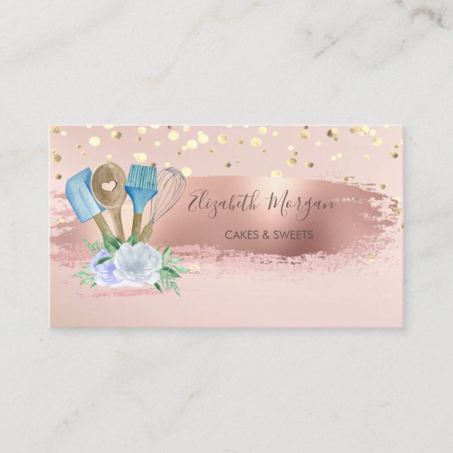 Carte De Visite Outils à main de boulangerie, Fleur, Confetti, Bro (Devant)