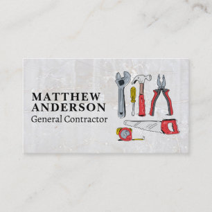 Carte De Visite Outils à main illustratifs   Construction