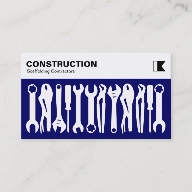 Carte De Visite Outils - Blanc sur Deep Navy (Devant)