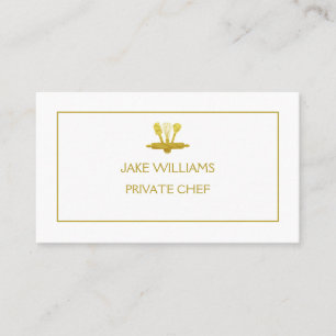 CARTE DE VISITE OUTILS CUISINE EN FAUX OR CHEF PRIVÉ