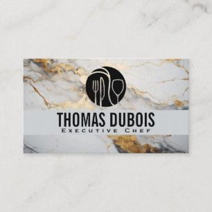 Carte De Visite Outils culinaires de cuisine   Marbre   Chef