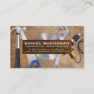 Carte De Visite Outils d'alimentation   Bois   Cuir Brown