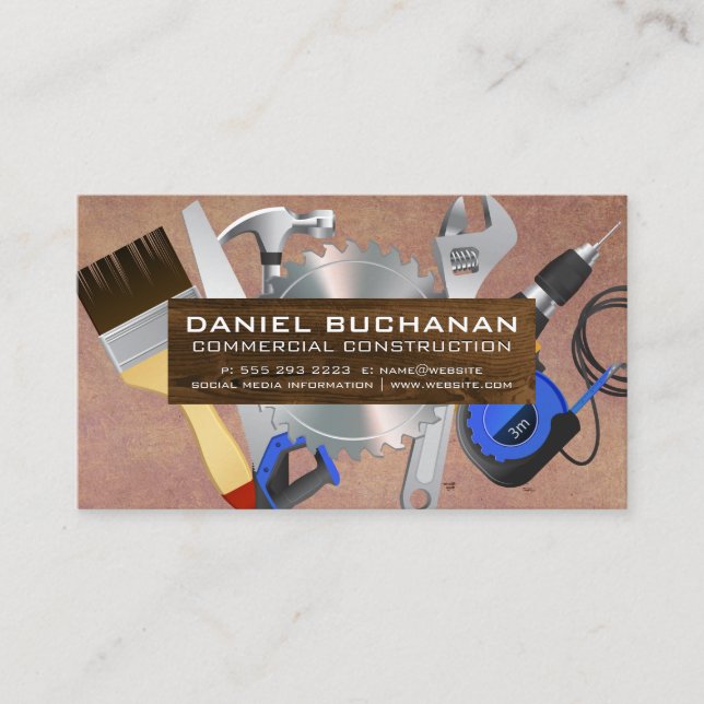 Carte De Visite Outils d'alimentation de construction | Bois (Devant)