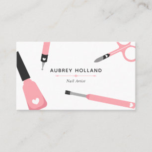 Carte De Visite Outils d'artistes à ongles roses mignons