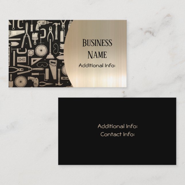 Carte De Visite Outils d'atelier Black & Gold (Devant / Derrière)