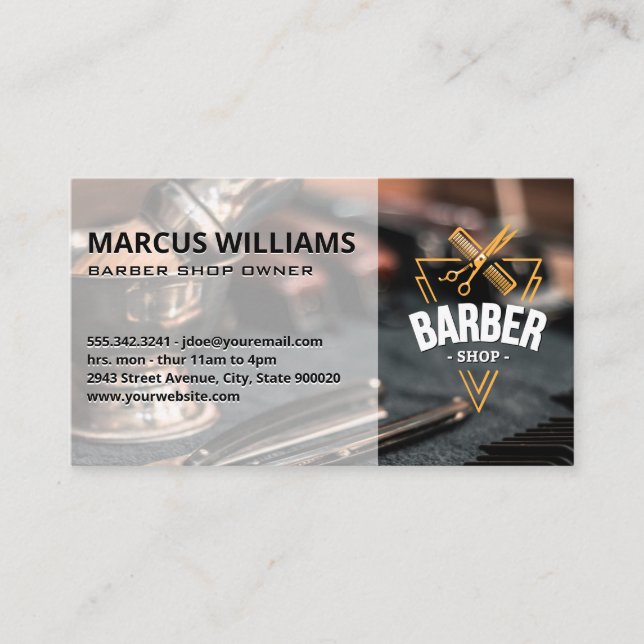 Carte De Visite Outils d'atelier de coiffure | Station de travail (Devant)