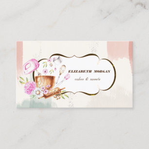 Carte De Visite Outils de boulangerie, Aquarelle Brush Stroke