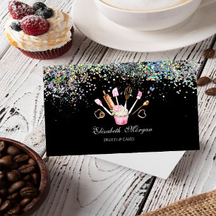 Carte De Visite Outils de boulangerie Cupcake Confetti coloré, Noi