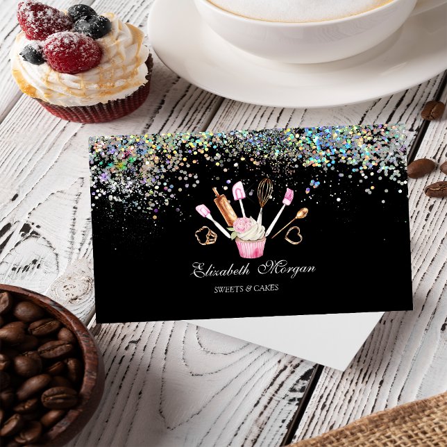 Carte De Visite Outils de boulangerie Cupcake Confetti Coloré, Noi (Créateur téléchargé)