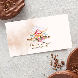 Carte De Visite Outils de boulangerie de patisserie à l'aquarelle