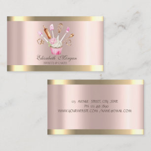 Carte De Visite Outils de boulangerie Fleur Gâteau Cupcake Rayure